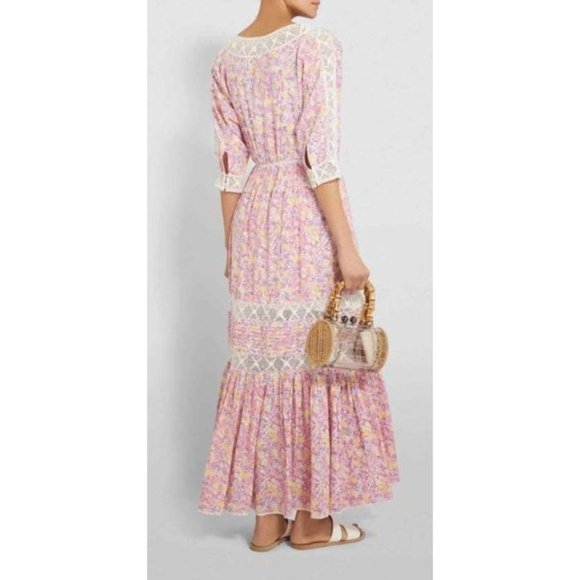 NWT LOVESHACKFANCY Callan Dress Jetset Maxi Lace Floral Boho- size 2 - Picture 2 of 13
